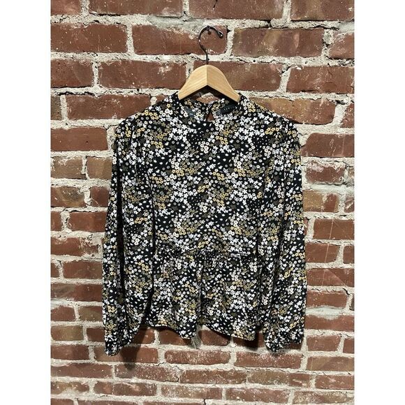 Sanctuary Womens Long Sleeve Sheer Floral Pattern Blouse Size Medium - Picture 1 of 3